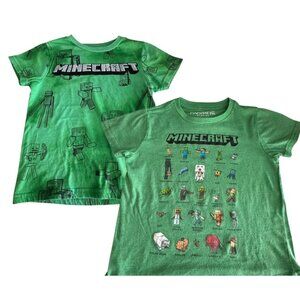 Minecraft Kids T-Shirts Mojang Studios Official Product Size XS Green 2-Pack